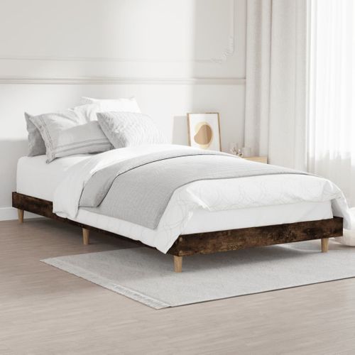 Cadre De Lit Chêne Fumé 100x200 Cm Bois Contreplaqué
