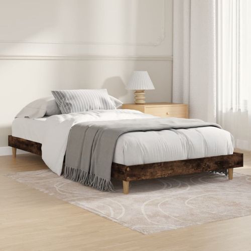 Cadre De Lit Chêne Fumé 100x200 Cm Bois Contreplaqué