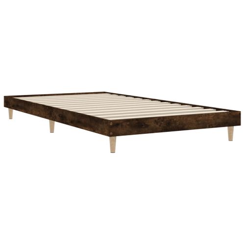Cadre De Lit Chêne Fumé 100x200 Cm Bois Contreplaqué