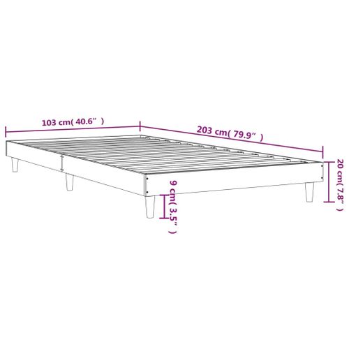 Cadre De Lit Chêne Fumé 100x200 Cm Bois Contreplaqué