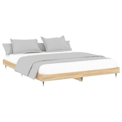 Cadre De Lit Chêne Sonoma 200x200 Cm Bois Contreplaqué
