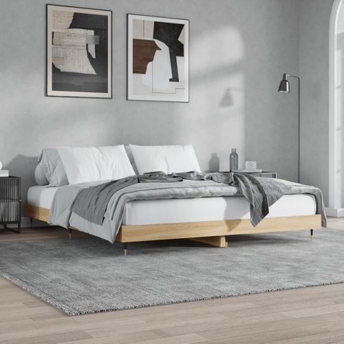 Cadre De Lit Chêne Sonoma 200x200 Cm Bois Contreplaqué