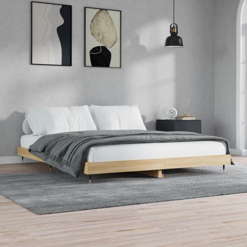 Cadre De Lit Chêne Sonoma 200x200 Cm Bois Contreplaqué