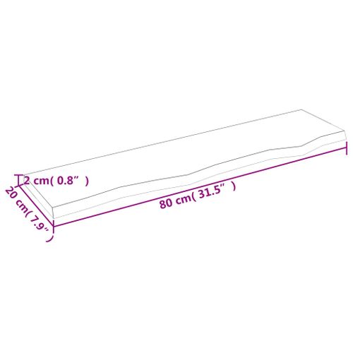 étagère Murale 80x20x2 Cm Bois De Chêne Massif Non Traité