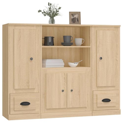 Buffets 3 Pièces Chêne Sonoma Bois Contreplaqué