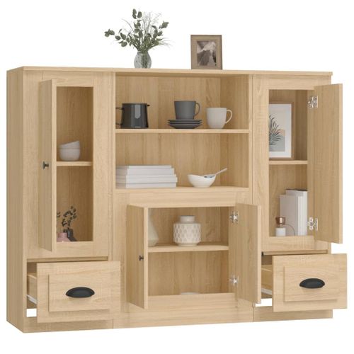 Buffets 3 Pièces Chêne Sonoma Bois Contreplaqué