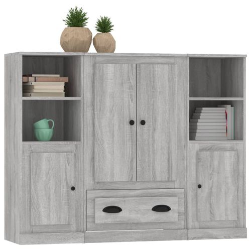 Buffets 3 Pièces Sonoma Gris Bois Contreplaqué