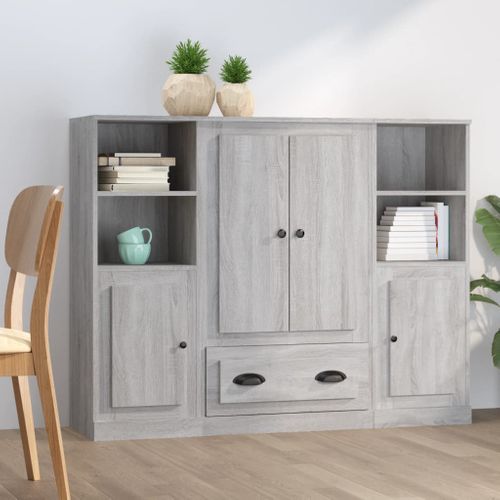 Buffets 3 Pièces Sonoma Gris Bois Contreplaqué