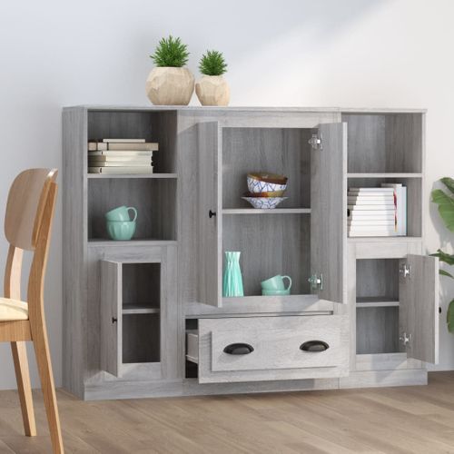 Buffets 3 Pièces Sonoma Gris Bois Contreplaqué