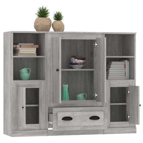 Buffets 3 Pièces Sonoma Gris Bois Contreplaqué
