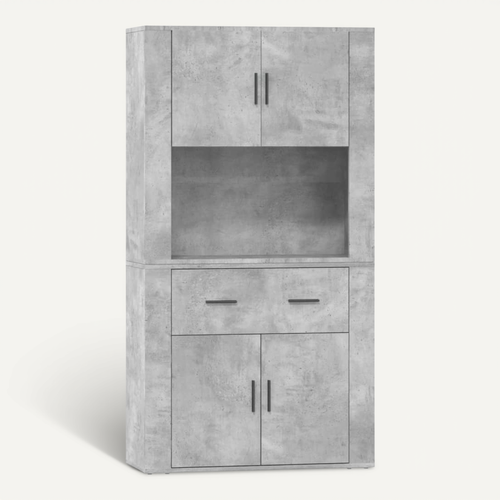 Buffet Haut Gris Béton Bois Contreplaqué