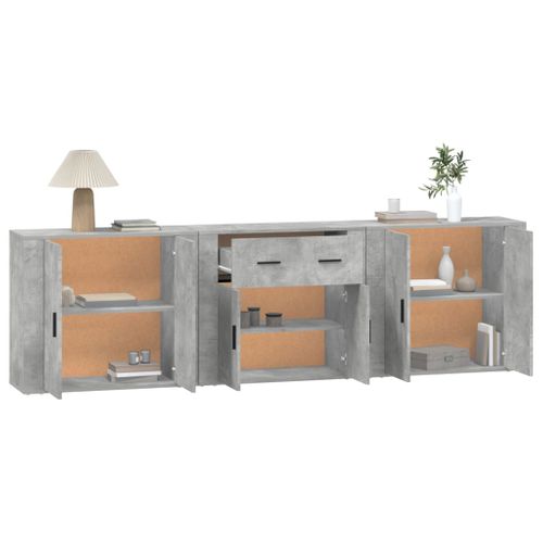 Buffets 3 Pièces Gris Béton Bois Contreplaqué