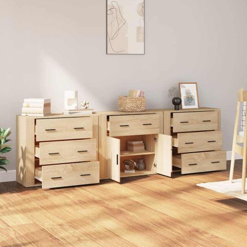 Buffets 3 Pièces Chêne Sonoma Bois Contreplaqué