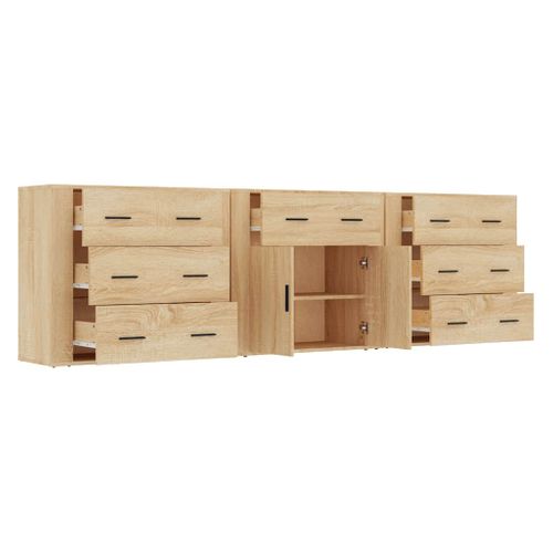 Buffets 3 Pièces Chêne Sonoma Bois Contreplaqué