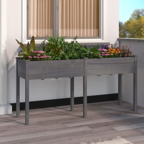 Pont De Jardin En Sapin Massif Gris - 140x60x56 Cm, Structure Extérieure Romantique à Assembler