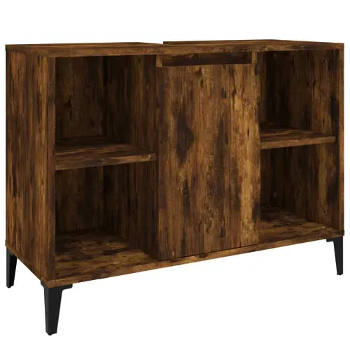 Ensemble De Meubles De Salle De Bain 3 Pièces Chêne Fumé