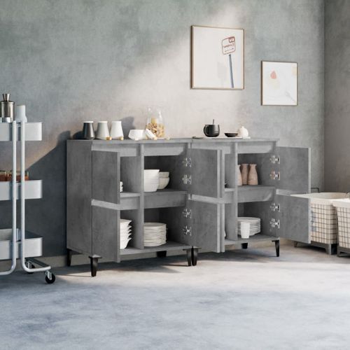Buffets 2 Pièces Gris Béton 60x35x70 Cm Bois Contreplaqué