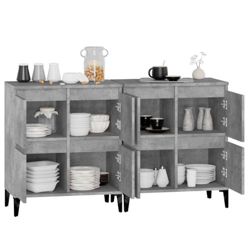 Buffets 2 Pièces Gris Béton 60x35x70 Cm Bois Contreplaqué