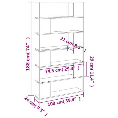 Etagère/séparateur De Pièce Chêne Fumé 100x24x188 Cm