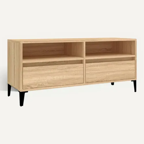 Meuble TV Chêne Sonoma 100x34,5x44,5 Cm Bois Contreplaqué