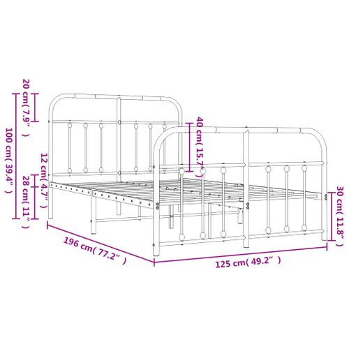 Cadre De Lit Métal Sans Matelas Avec Pied De Lit Noir 120x190cm