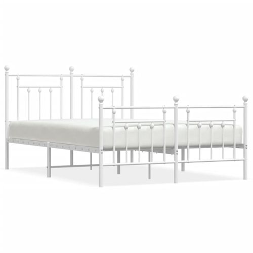 Cadre De Lit Métal Sans Matelas Et Pied De Lit Blanc 140x190 Cm