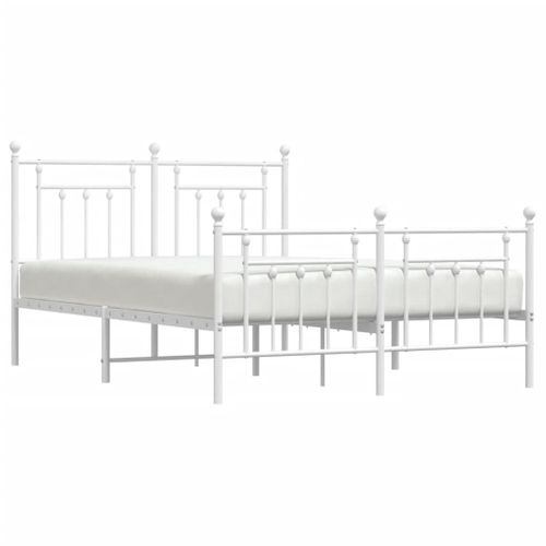 Cadre De Lit Métal Sans Matelas Et Pied De Lit Blanc 140x190 Cm