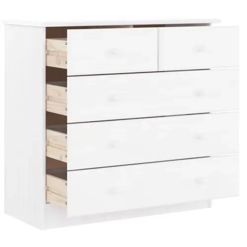 Commode "alta" Avec Grain De Bois Naturel Blanc 77x35x73 Cm Bois Massif Pin