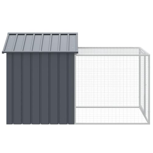 Cage À Poules Avec Enclos Et Maille Ventilée Anthracite 117x201x123 Cm Acier Galvanisé