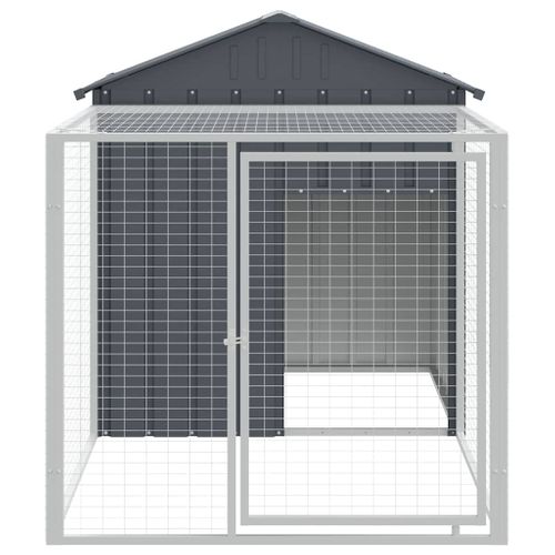 Cage À Poules Avec Enclos Et Maille Ventilée Anthracite 117x201x123 Cm Acier Galvanisé