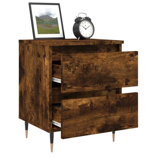 Tables De Chevet 2 Pièces Chêne Fumé 40x35x50 Cm Bois Contreplaque