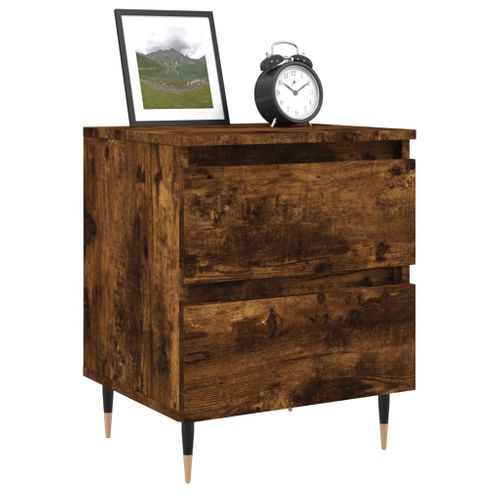 Tables De Chevet 2 Pièces Chêne Fumé 40x35x50 Cm Bois Contreplaque