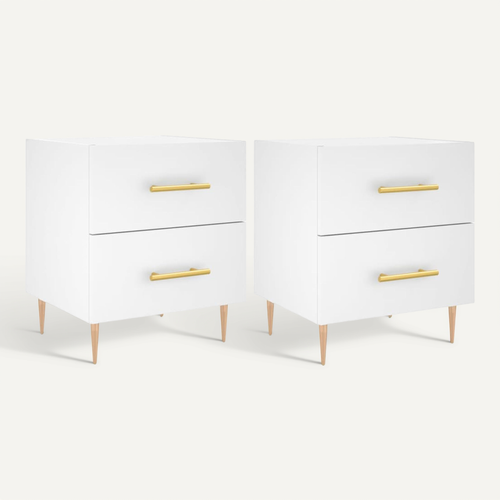 Tables De Chevet 2 Pièces Blanc 40x35x47,5 Cm Bois Contreplaqué