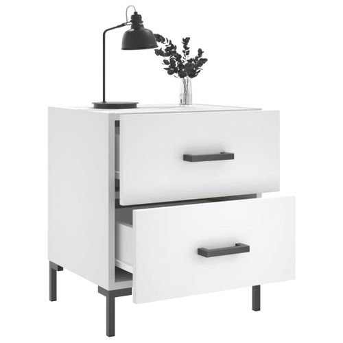 Table De Chevet Blanc 40x35x47,5 Cm Bois Contreplaqué