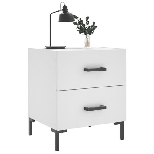 Table De Chevet Blanc 40x35x47,5 Cm Bois Contreplaqué