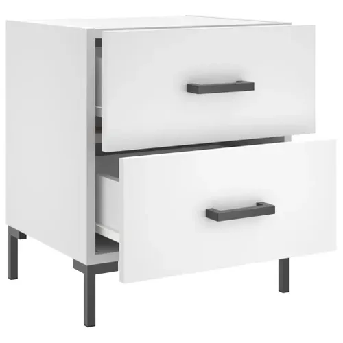 Table De Chevet Blanc 40x35x47,5 Cm Bois Contreplaqué