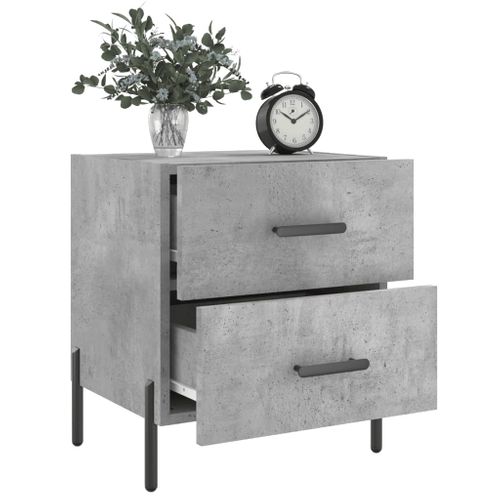 Table De Chevet Gris Béton 40x35x47,5 Cm Bois Contreplaqué