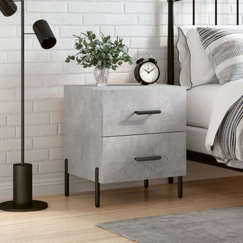 Table De Chevet Gris Béton 40x35x47,5 Cm Bois Contreplaqué