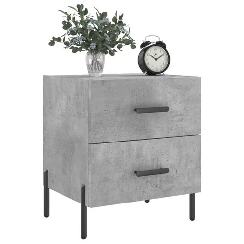 Table De Chevet Gris Béton 40x35x47,5 Cm Bois Contreplaqué