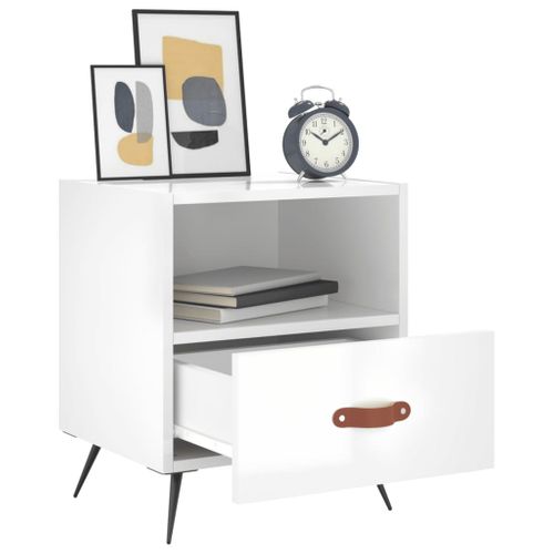 Tables De Chevet 2 Pièces Blanc Brillant 40x35x47,5 Cm