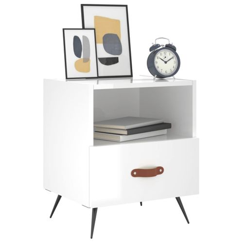 Tables De Chevet 2 Pièces Blanc Brillant 40x35x47,5 Cm