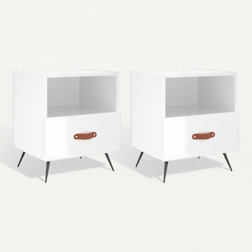 Tables De Chevet 2 Pièces Blanc Brillant 40x35x47,5 Cm