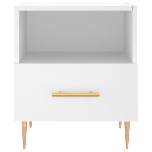 Table De Chevet Blanc 40x35x47,5 Cm Bois Contreplaqué