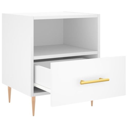 Table De Chevet Blanc 40x35x47,5 Cm Bois Contreplaqué