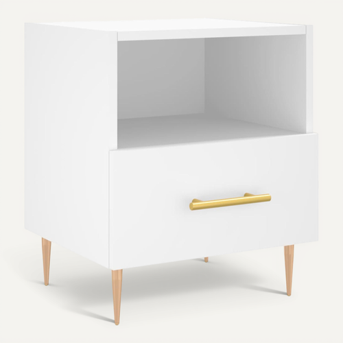 Table De Chevet Blanc 40x35x47,5 Cm Bois Contreplaqué