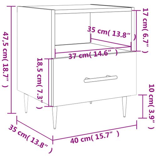 Table De Chevet Chêne Sonoma 40x35x47,5 Cm Bois Contreplaqué
