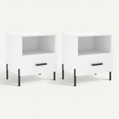 Tables De Chevet 2 Pièces Blanc 40x35x47,5 Cm Bois Contreplaqué
