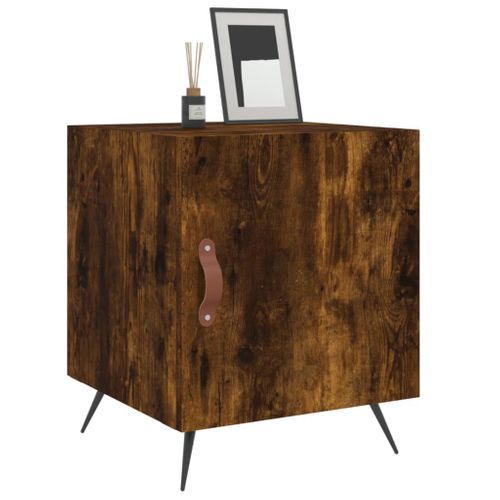 Tables De Chevet 2 Pièces Chêne Fumé 40x40x50 Cm Bois Contreplaqué