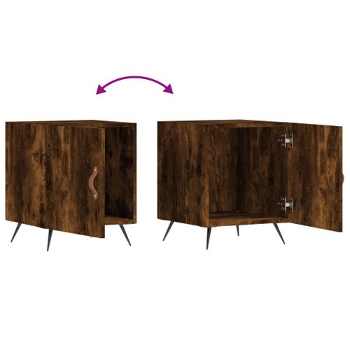 Tables De Chevet 2 Pièces Chêne Fumé 40x40x50 Cm Bois Contreplaqué