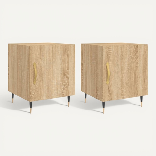 Tables De Chevet 2 Pièces Chêne Sonoma 40x40x50 Cm Bois Contreplaqué